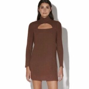 Walter Baker Chocolate Cut-Out Long-Sleeve Sweater Dress